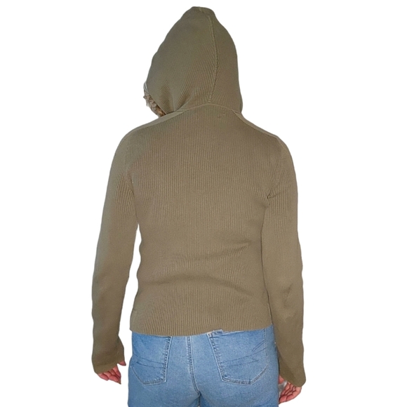 Tommy Hilfiger Jeans Size Medium Long Sleeve Knit Full Zip Hoodie Sweater Green - Picture 2 of 4